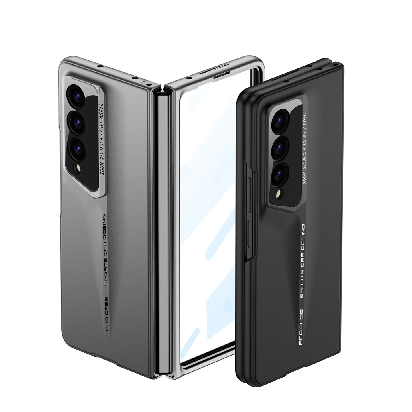 LEEKA Samsung Z Fold 3 case with Super Luxury Sport car fiber Pro case design with free inbuilt Screen Protector