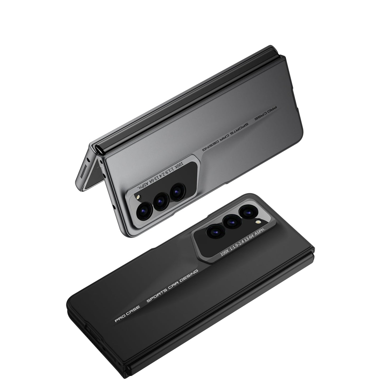 LEEKA Samsung Z Fold 5 case with Super Luxury Sport car fiber Pro case design with free inbuilt Screen Protector