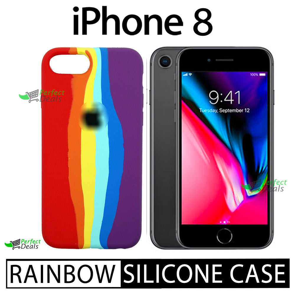Latest Rainbow Silicone case for apple iPhone 8