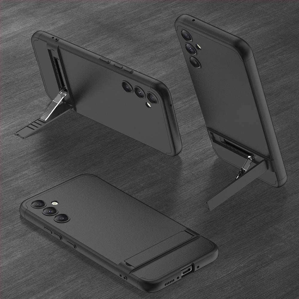 LEEKA Samsung A34 Full 3in1 Cover 360º Shockproof Armor Hard Matte PC Case with Stand