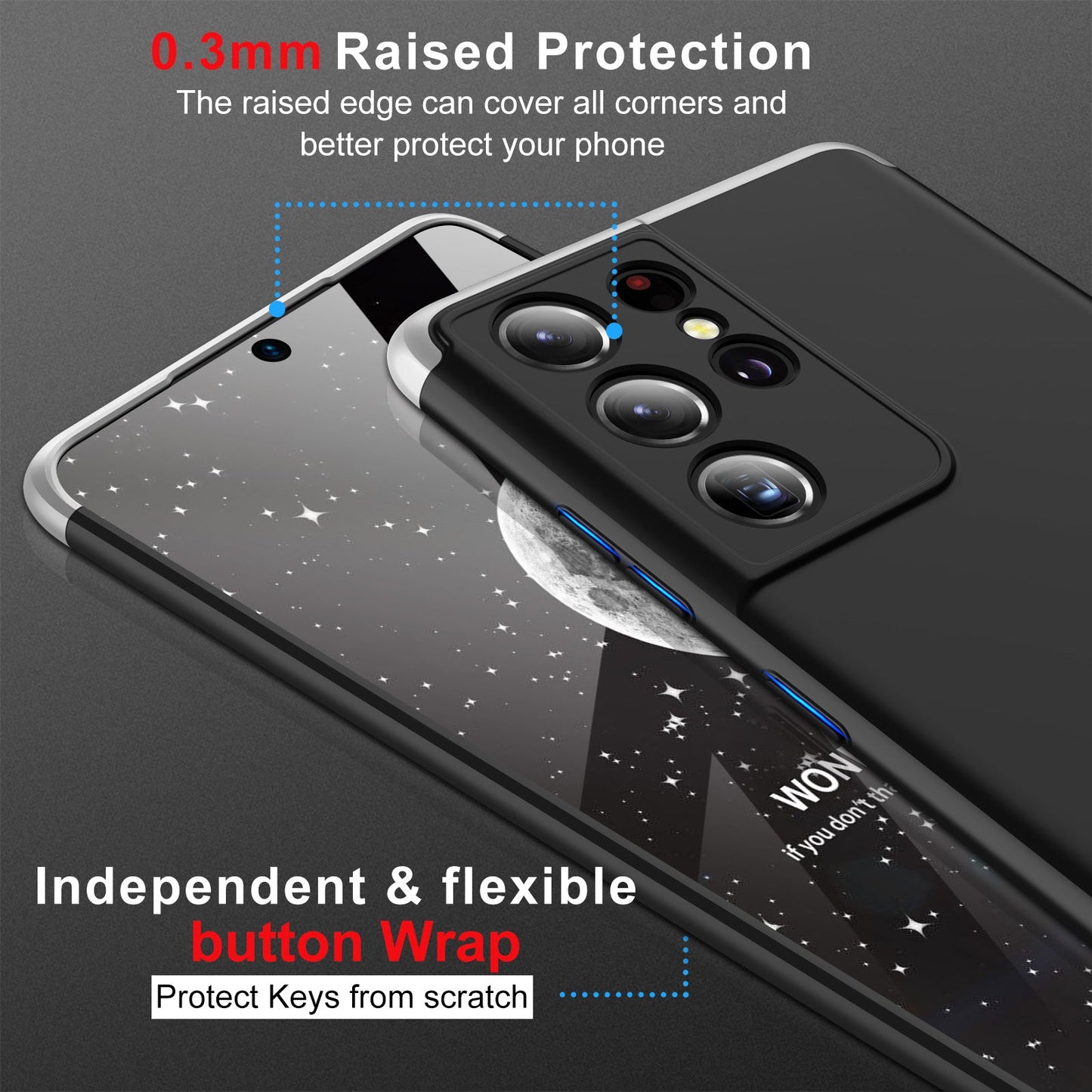 LEEKA Samsung S21 Ultra Full 3in1 Cover 360º Shockproof Armour Hard Matte PC Case