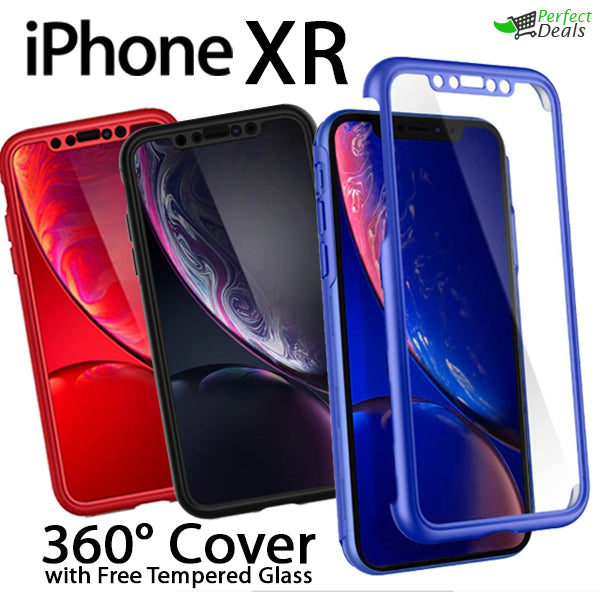 360° Case Cover for with a Free Screen Protector Tempered Glass for apple iPhone