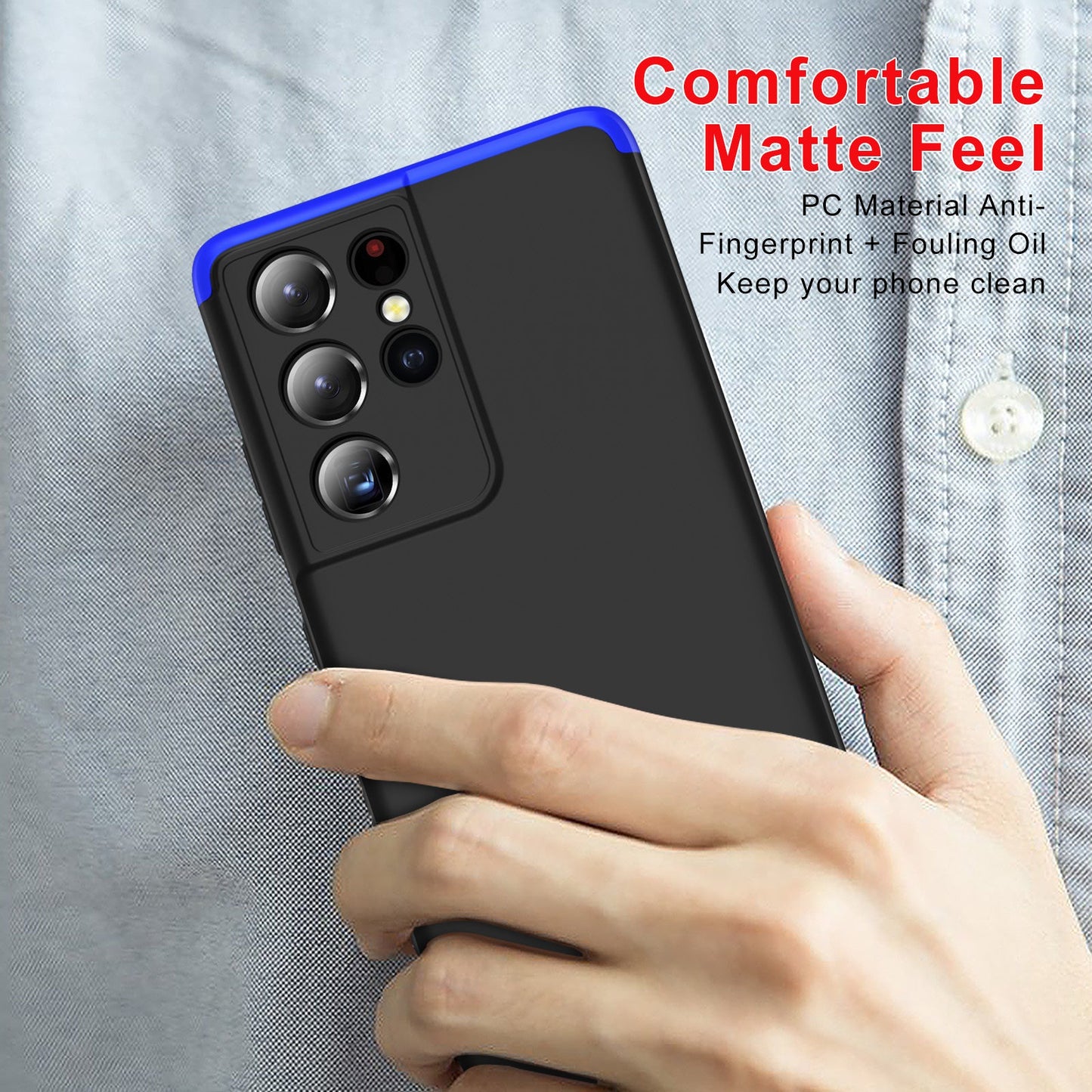 LEEKA Samsung S21 Ultra Full 3in1 Cover 360º Shockproof Armour Hard Matte PC Case