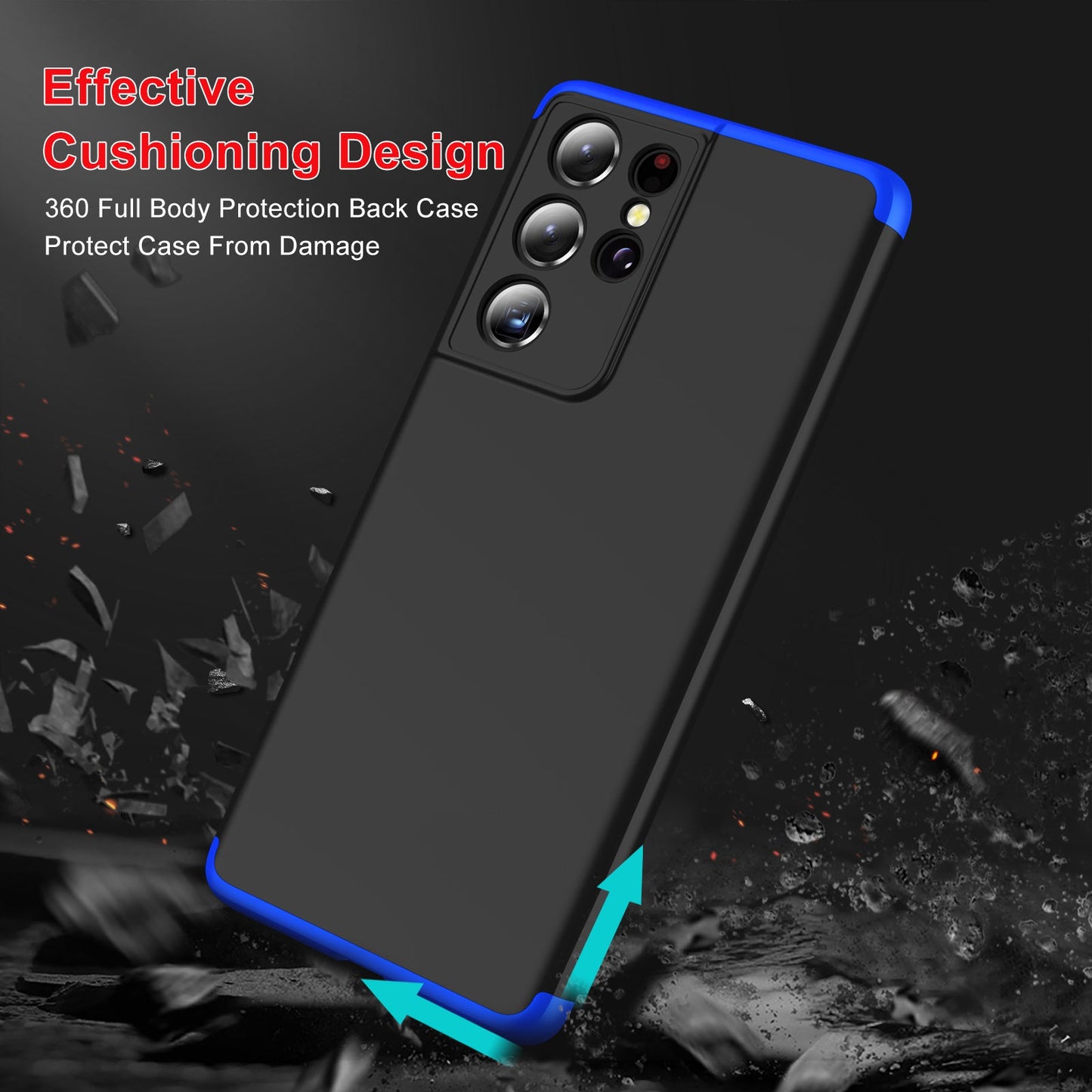 LEEKA Samsung S21 Ultra Full 3in1 Cover 360º Shockproof Armour Hard Matte PC Case