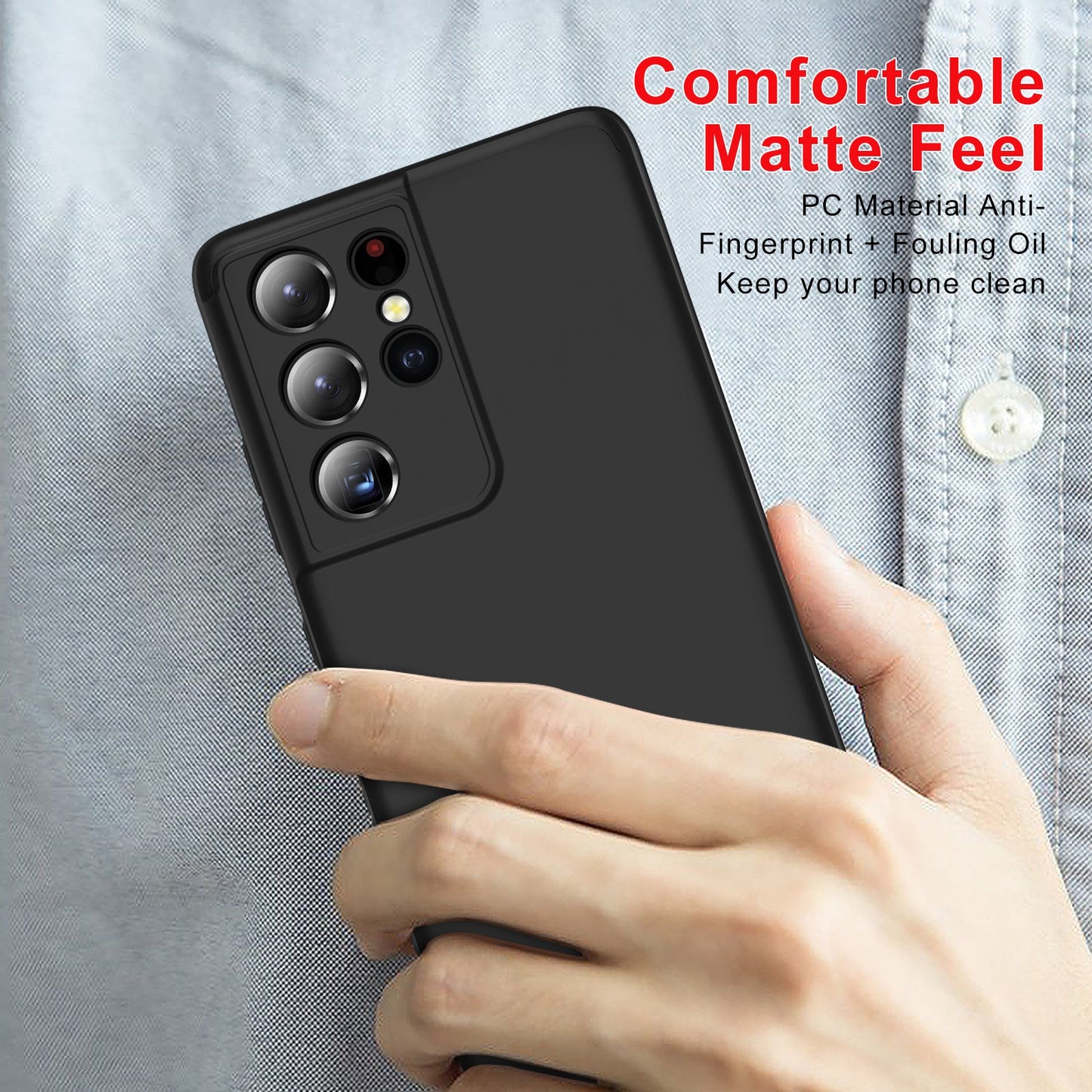 LEEKA Samsung S21 Ultra Full 3in1 Cover 360º Shockproof Armour Hard Matte PC Case