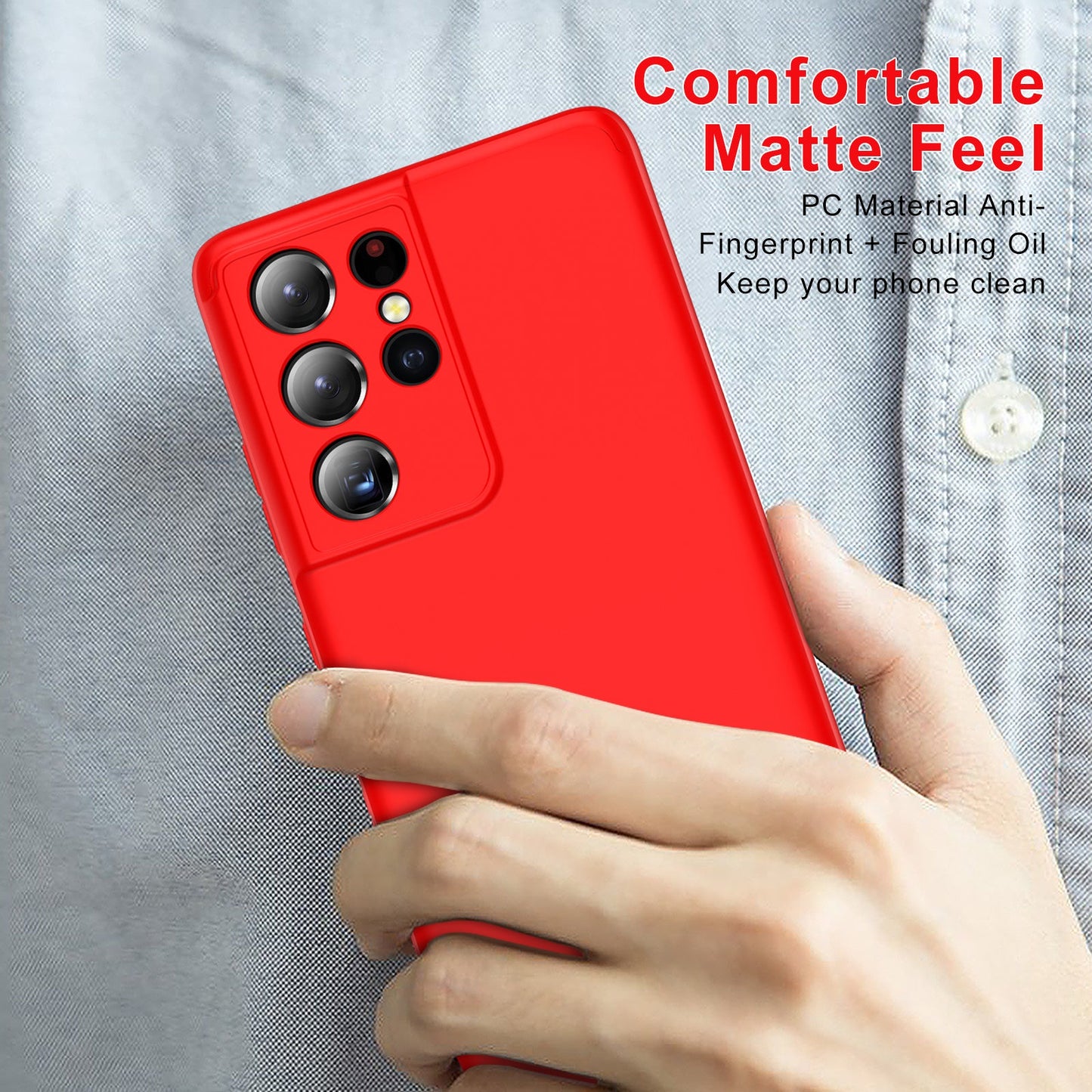 LEEKA Samsung S21 Ultra Full 3in1 Cover 360º Shockproof Armour Hard Matte PC Case