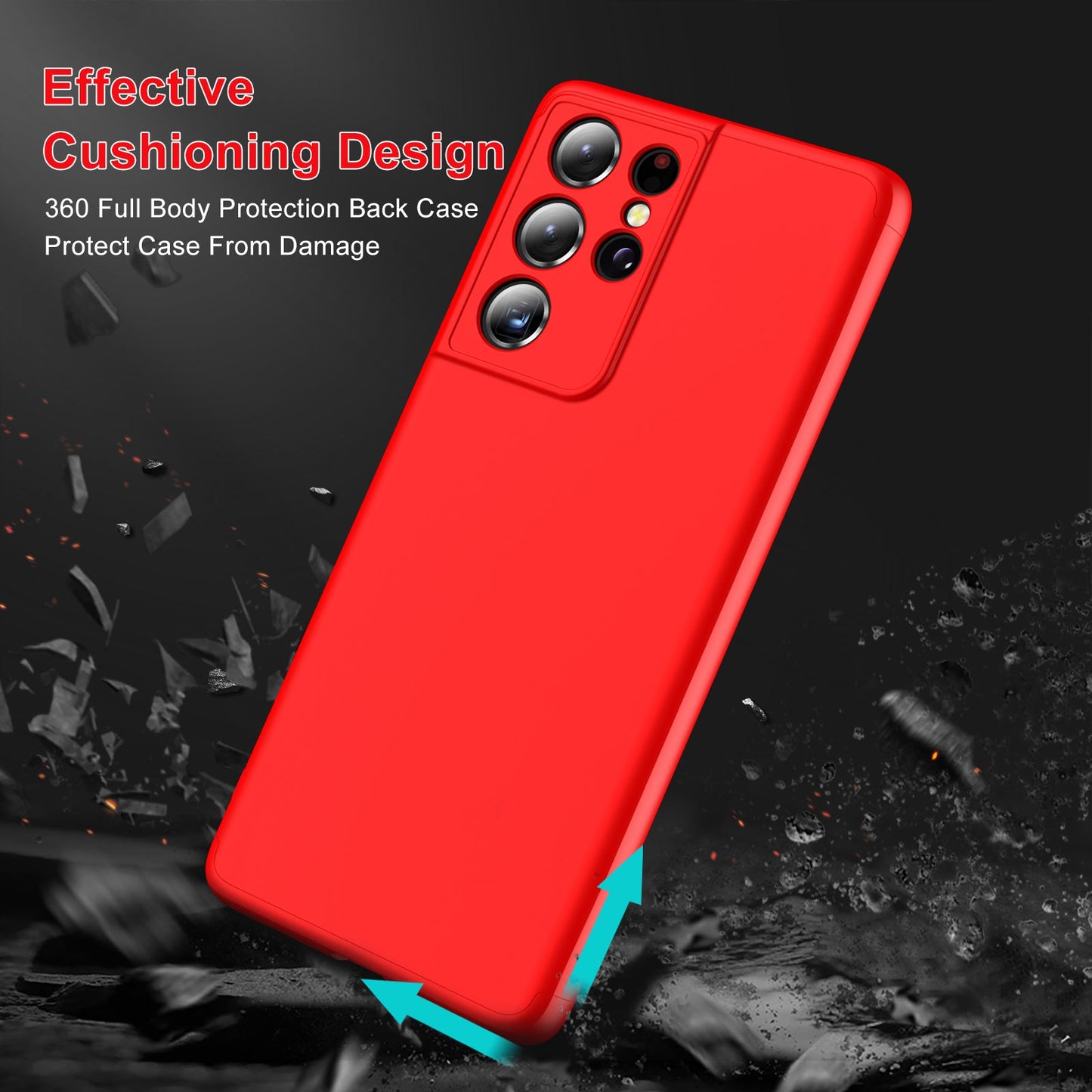 LEEKA Samsung S21 Ultra Full 3in1 Cover 360º Shockproof Armour Hard Matte PC Case