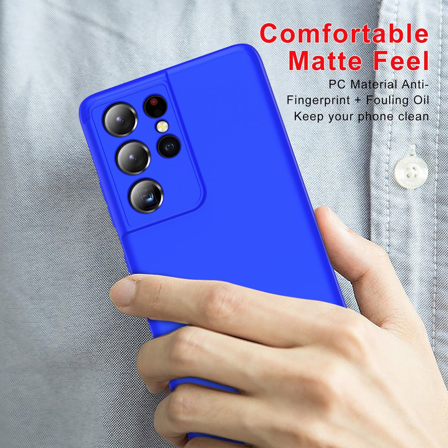 LEEKA Samsung S21 Ultra Full 3in1 Cover 360º Shockproof Armour Hard Matte PC Case