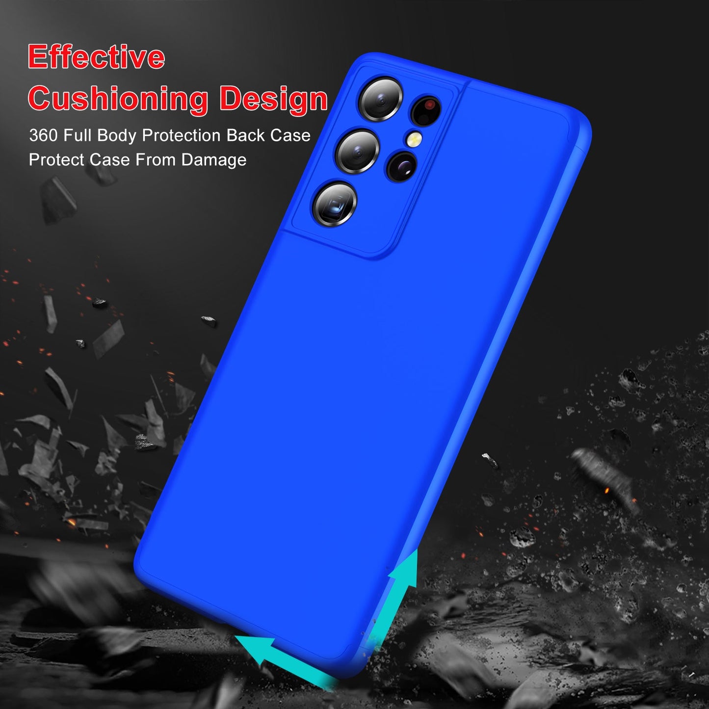 LEEKA Samsung S21 Ultra Full 3in1 Cover 360º Shockproof Armour Hard Matte PC Case