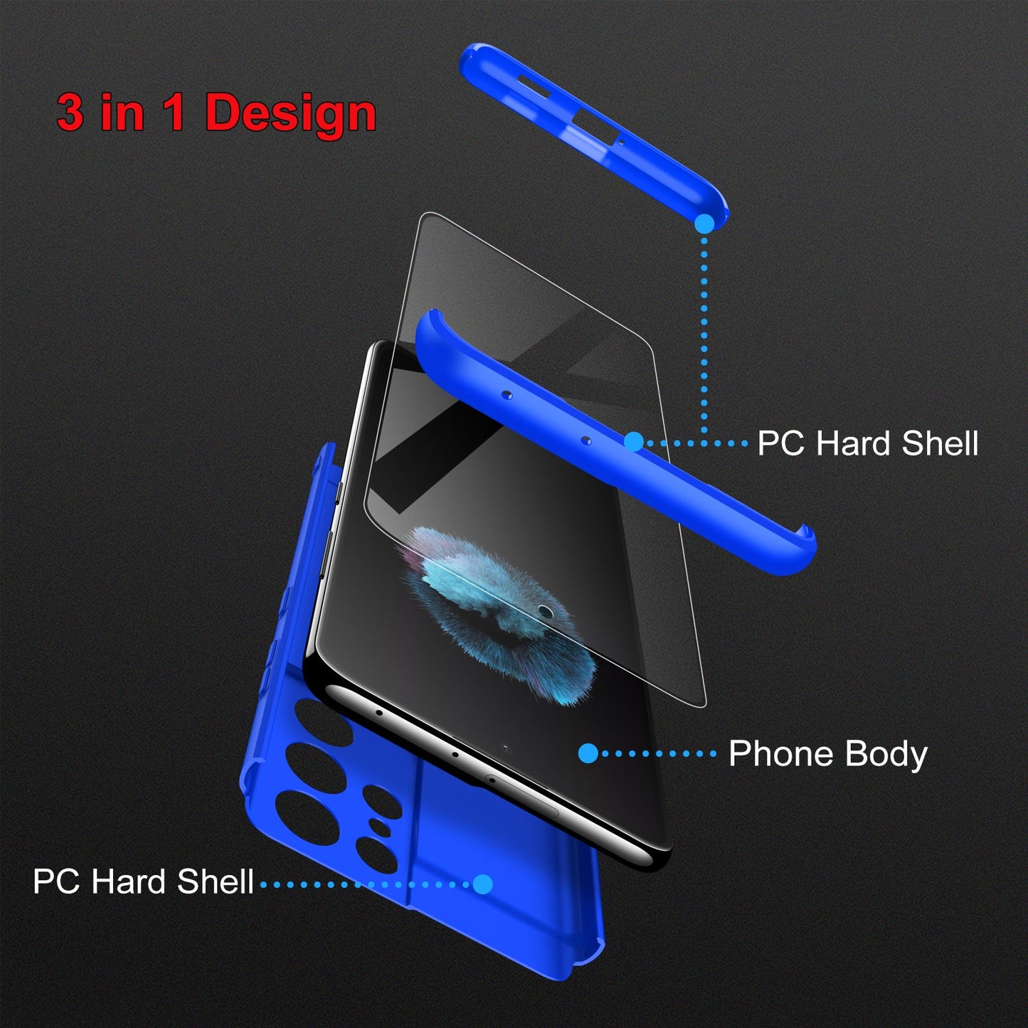 LEEKA Samsung S21 Ultra Full 3in1 Cover 360º Shockproof Armour Hard Matte PC Case