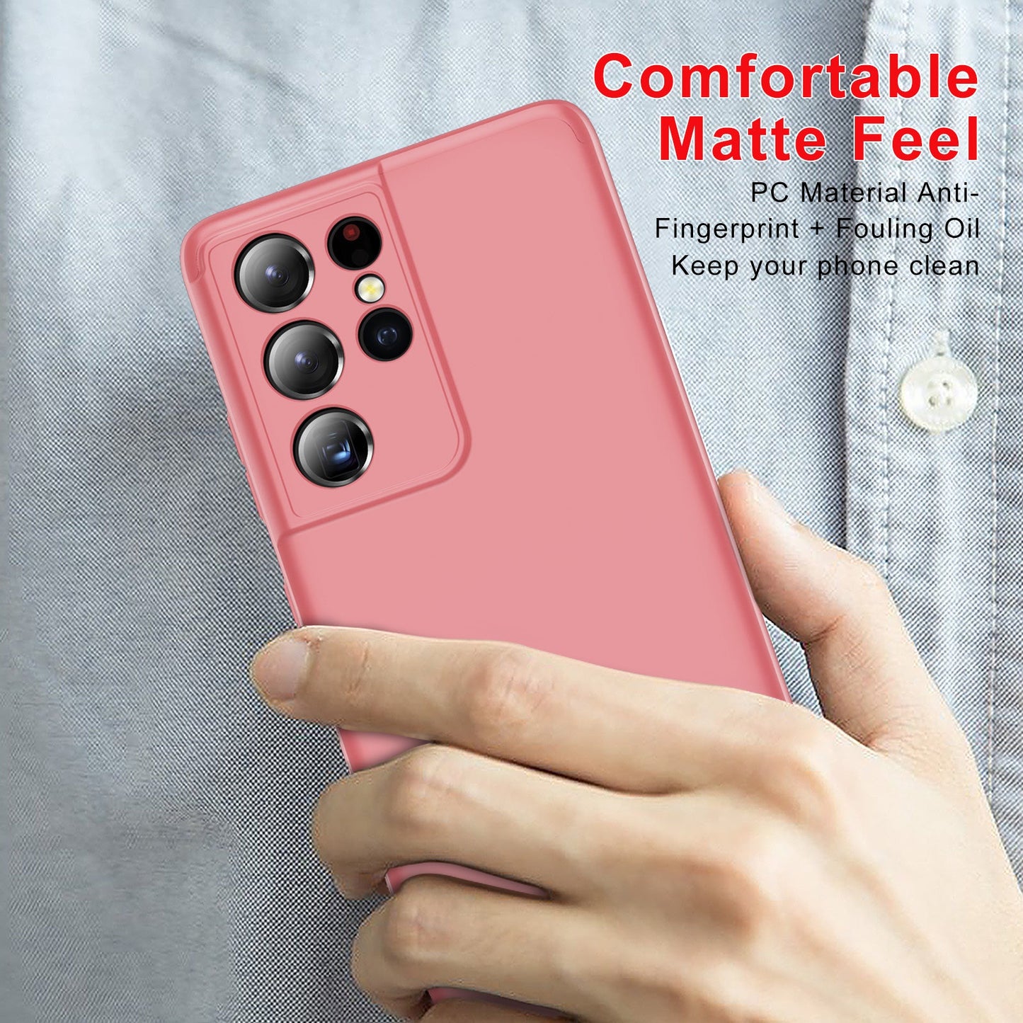 LEEKA Samsung S21 Ultra Full 3in1 Cover 360º Shockproof Armour Hard Matte PC Case