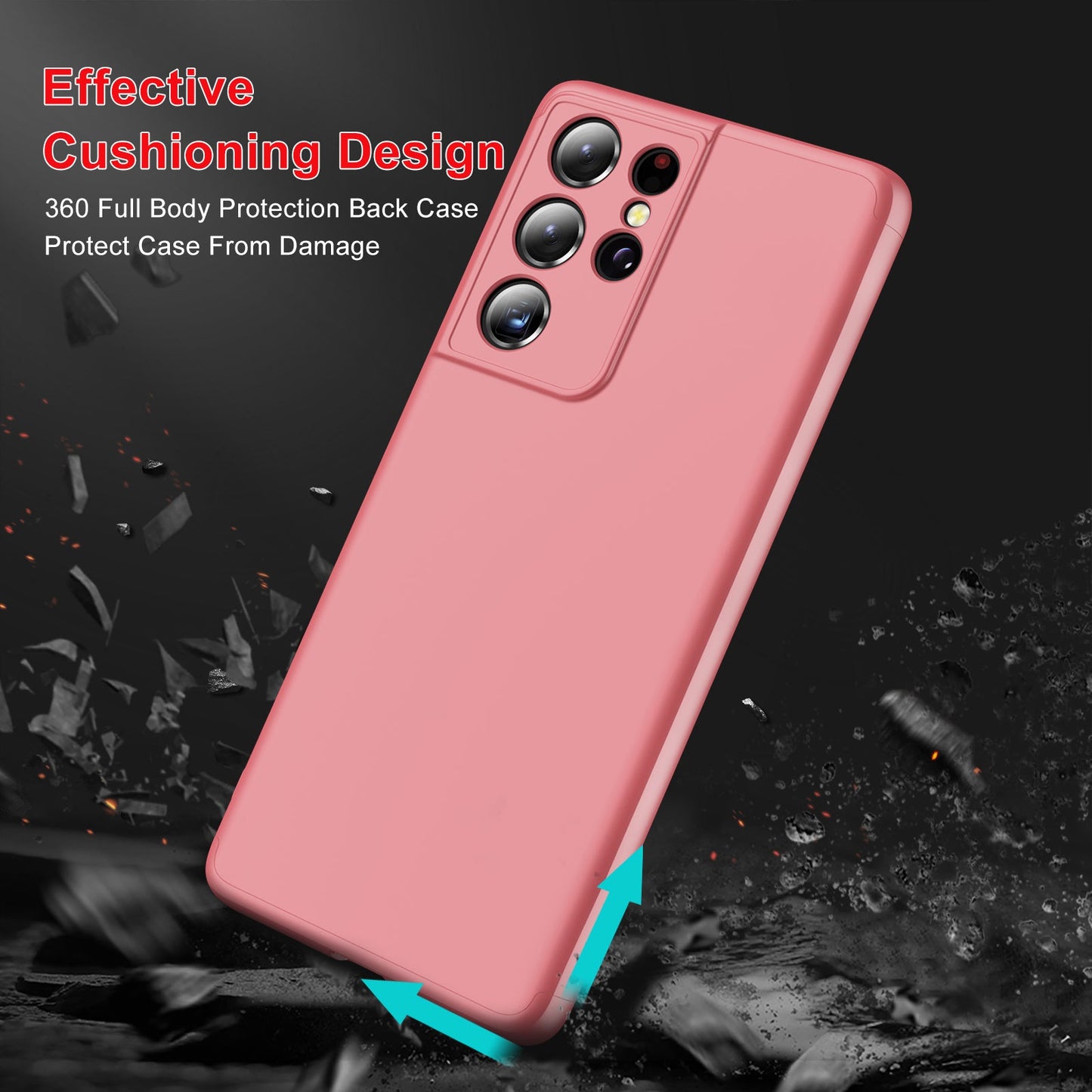LEEKA Samsung S21 Ultra Full 3in1 Cover 360º Shockproof Armour Hard Matte PC Case