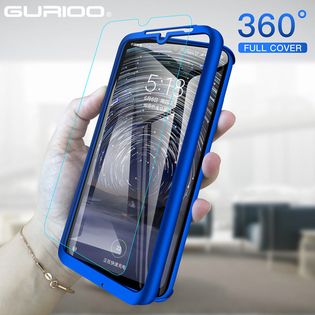 360° Case Cover for with a Free Screen Protector Tempered Glass for Xiaomi Mi POCO