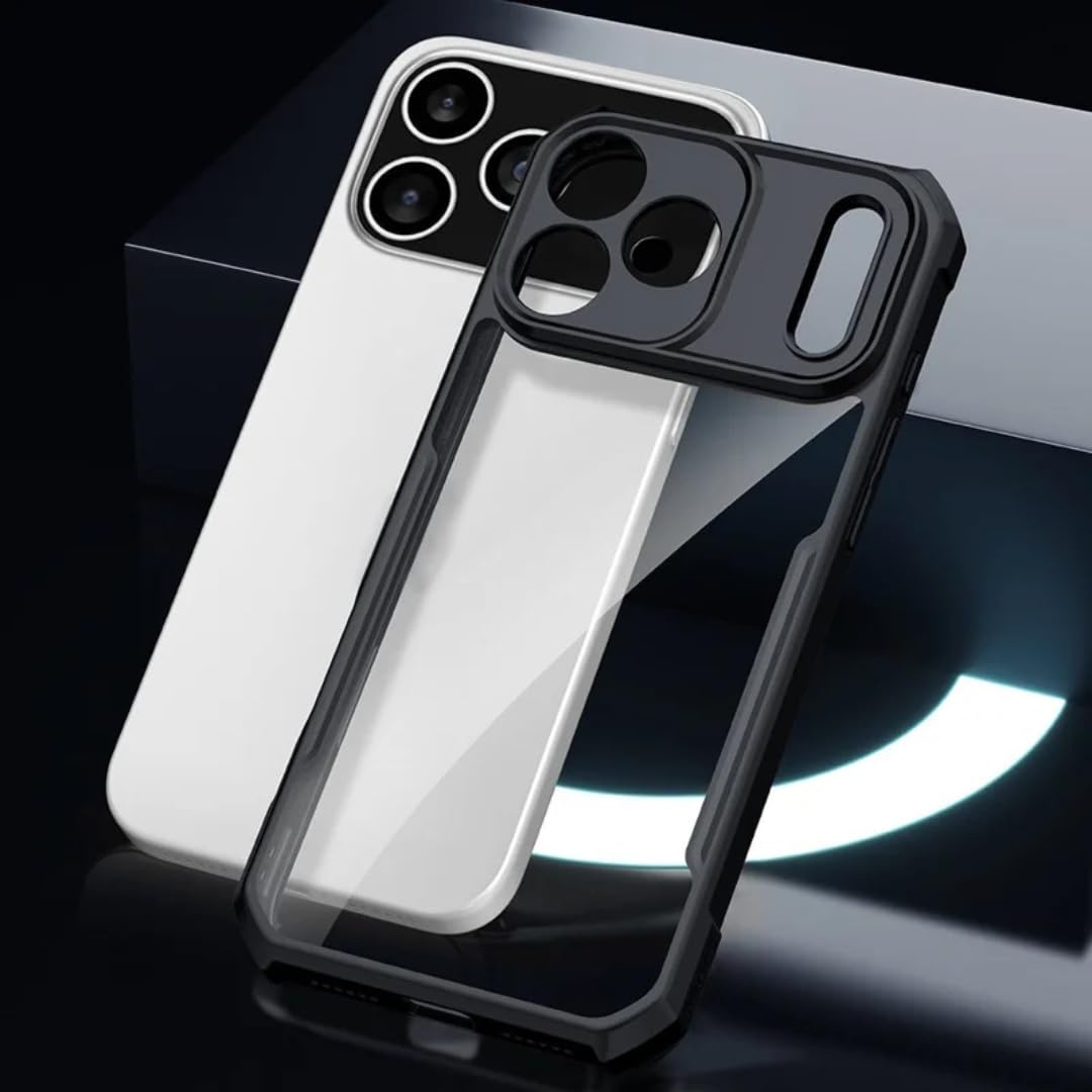 iPhone 17 Pro Max Shockproof Matte Black Border Aly Camera lens Protection back cover Case