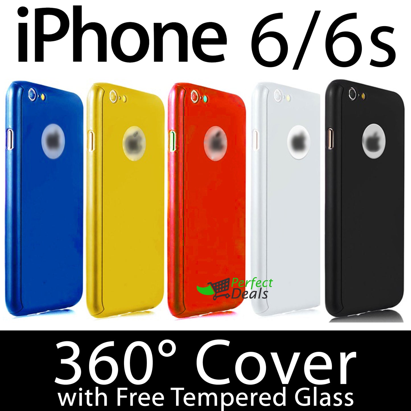 360° Case Cover for with a Free Screen Protector Tempered Glass for apple iPhone