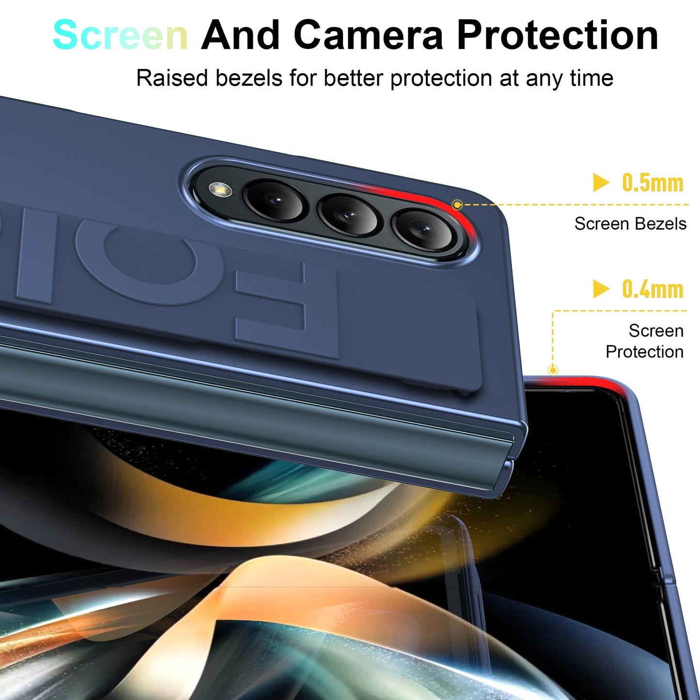 LEEKA Elastic Wristband Strap Silicone Fall Prevention Phone Case for Samsung Galaxy Z Fold 5
