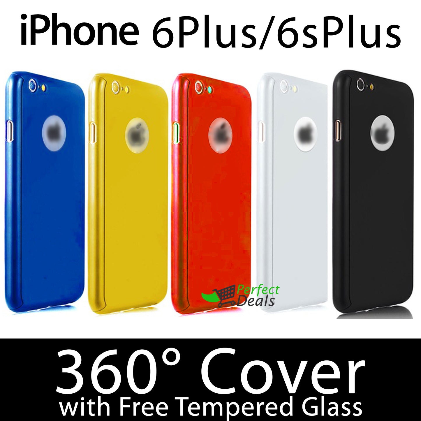 360° Case Cover for with a Free Screen Protector Tempered Glass for apple iPhone