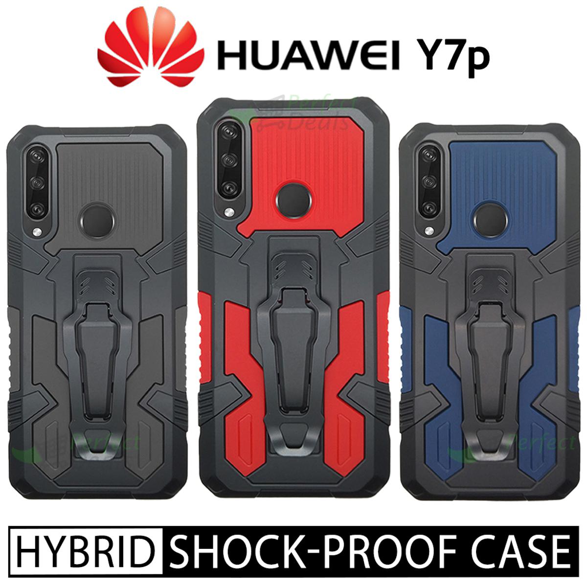 iCrystal Hybrid Anti Shock Case with Holder and Stand for Huawei Y7p