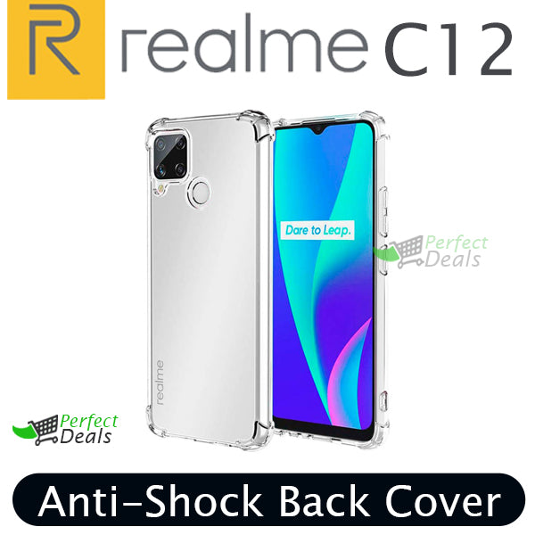 AntiShock Case for Realme C12 High Quality Clear Back Cover Soft Silicone TPU Case with anti-shock protection hardy edges fully transparent cover bumper case