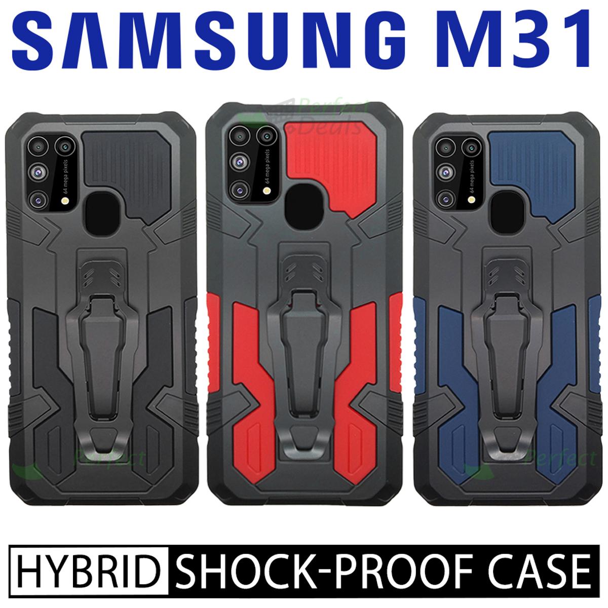 iCrystal Hybrid Anti Shock Case with Holder and Stand for Samsung M31