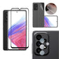 Combo Pack of Tempered Glass Screen Protector, Carbon Fiber Back Sticker, Camera lens Clear Glass Bundle for Samsung Galaxy A14