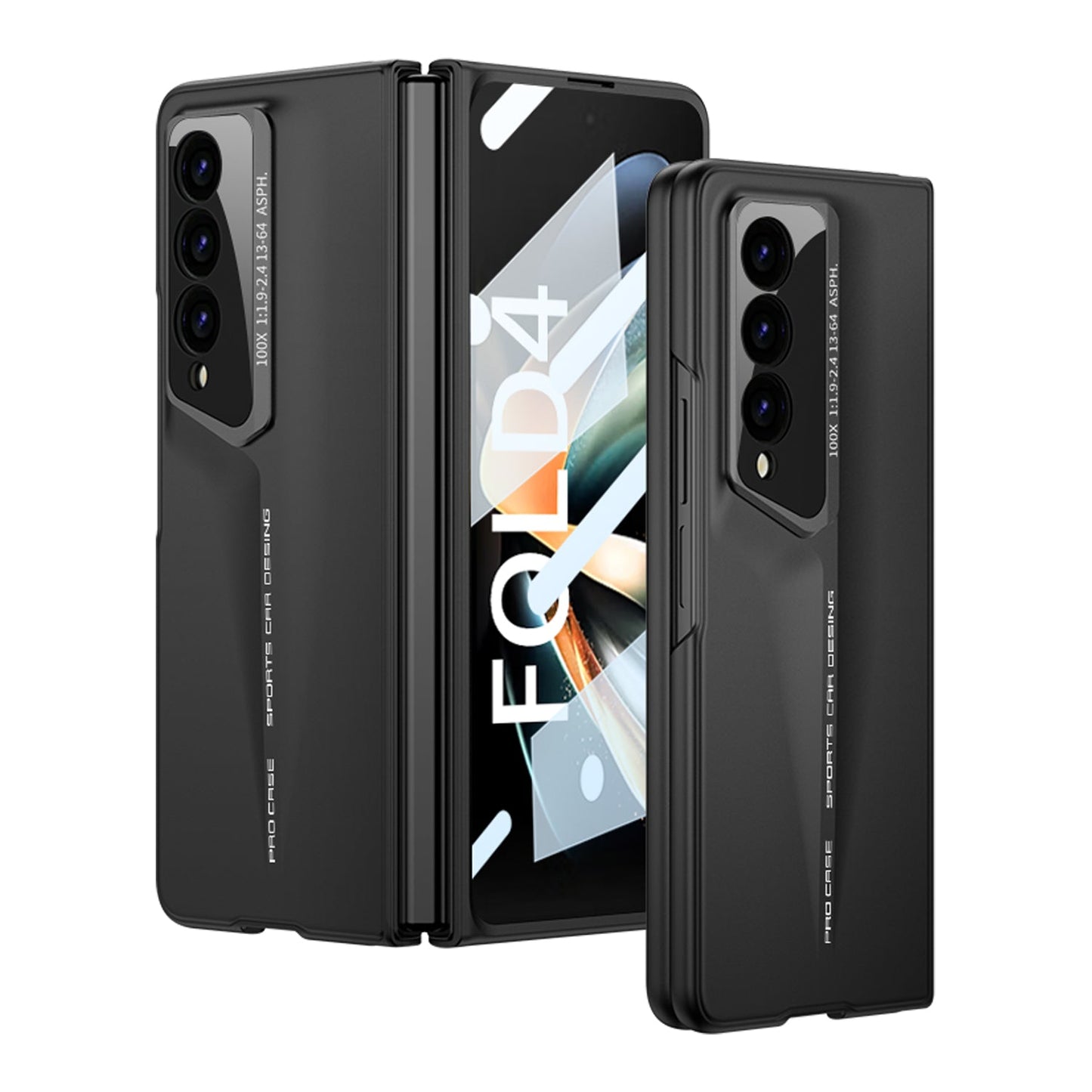 LEEKA Samsung Z Fold 4 case with Super Luxury Sport car fiber Pro case design with free inbuilt Screen Protector