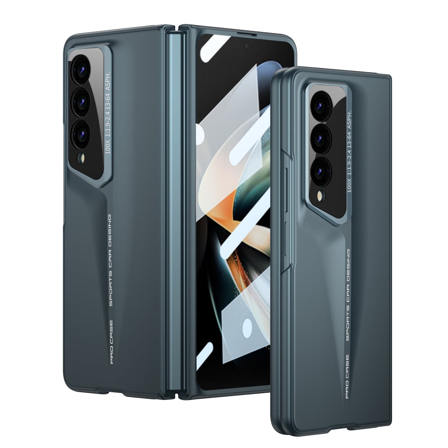 LEEKA Samsung Z Fold 3 case with Super Luxury Sport car fiber Pro case design with free inbuilt Screen Protector