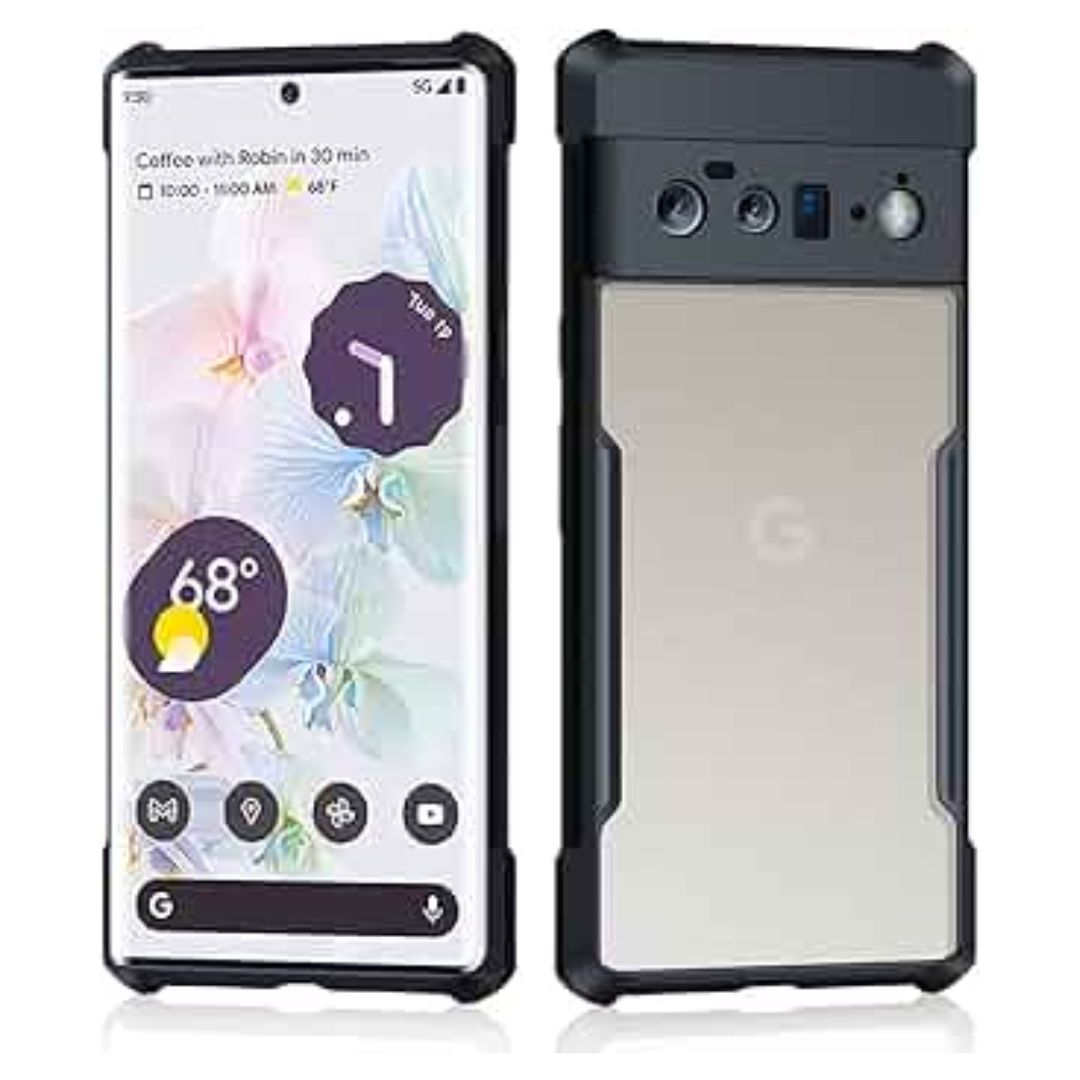 Google Pixel 6 Pro Shockproof Matte Black Border Aly Camera lens Protection back cover Case