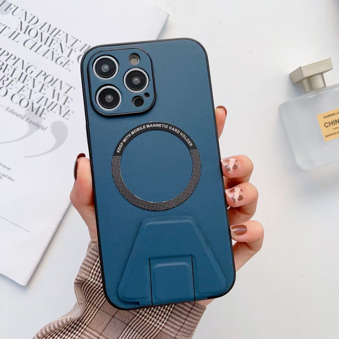 iPhone 12 Pro Max Magsafe Wireless Charging Mobile Phone Leather Case Buckle Ring Stand Back Cover