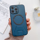 iPhone 14 Pro Magsafe Wireless Charging Mobile Phone Leather Case Buckle Ring Stand Back Cover