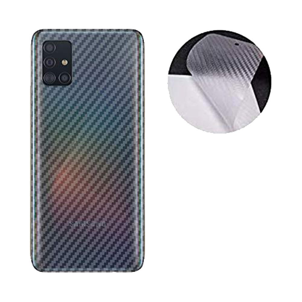 Combo Pack of Tempered Glass Screen Protector, Carbon Fiber Back Sticker, Camera lens Clear Glass Bundel for Samsung A51