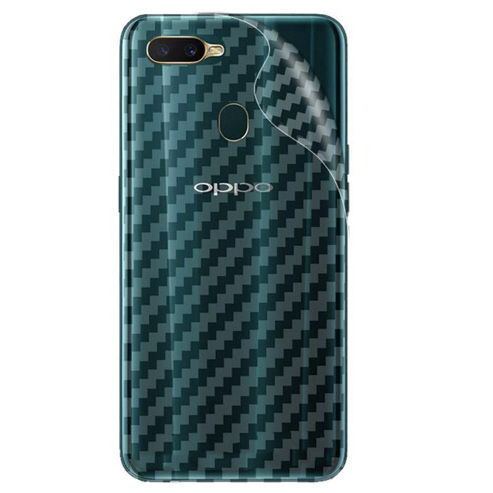 Combo Pack of Tempered Glass Screen Protector, Carbon Fiber Back Sticker, Camera lens Clear Glass Bundel for OPPO A5s