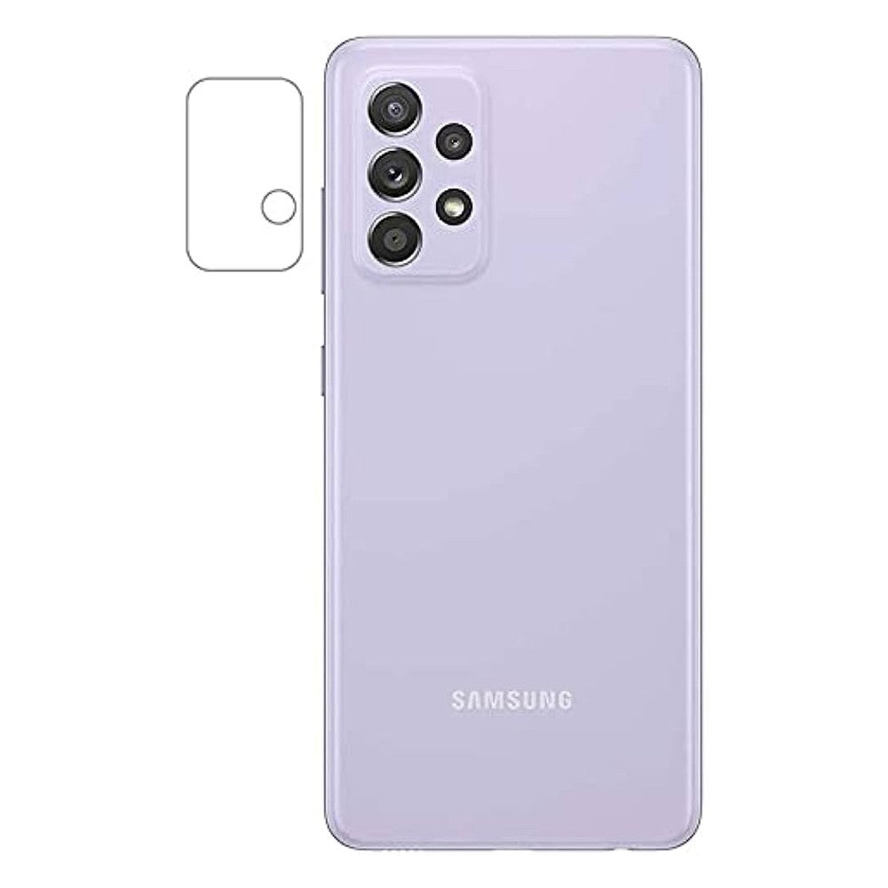 Combo Pack of Tempered Glass Screen Protector, Carbon Fiber Back Sticker, Camera lens Clear Glass Bundel for Samsung A72 5G