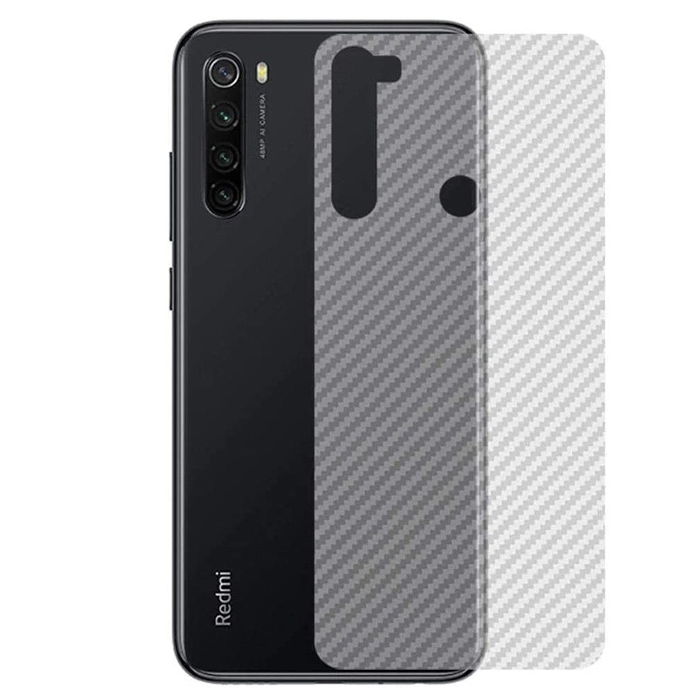 Combo Pack of Tempered Glass Screen Protector, Carbon Fiber Back Sticker, Camera lens Clear Glass Bundel for Redmi Note 8