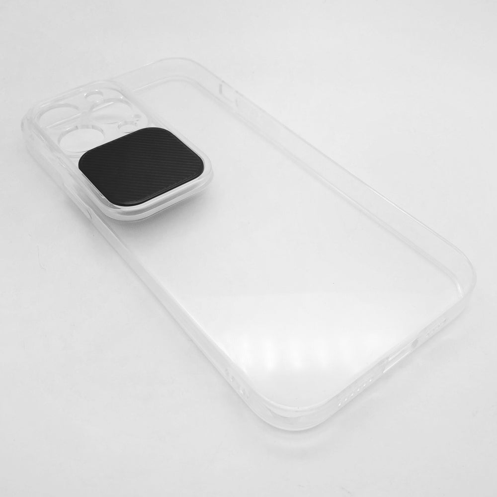 iPhone 13 Pro Max Camera Slide Protection Clear Back Cover Soft Silicone TPU Bumper case