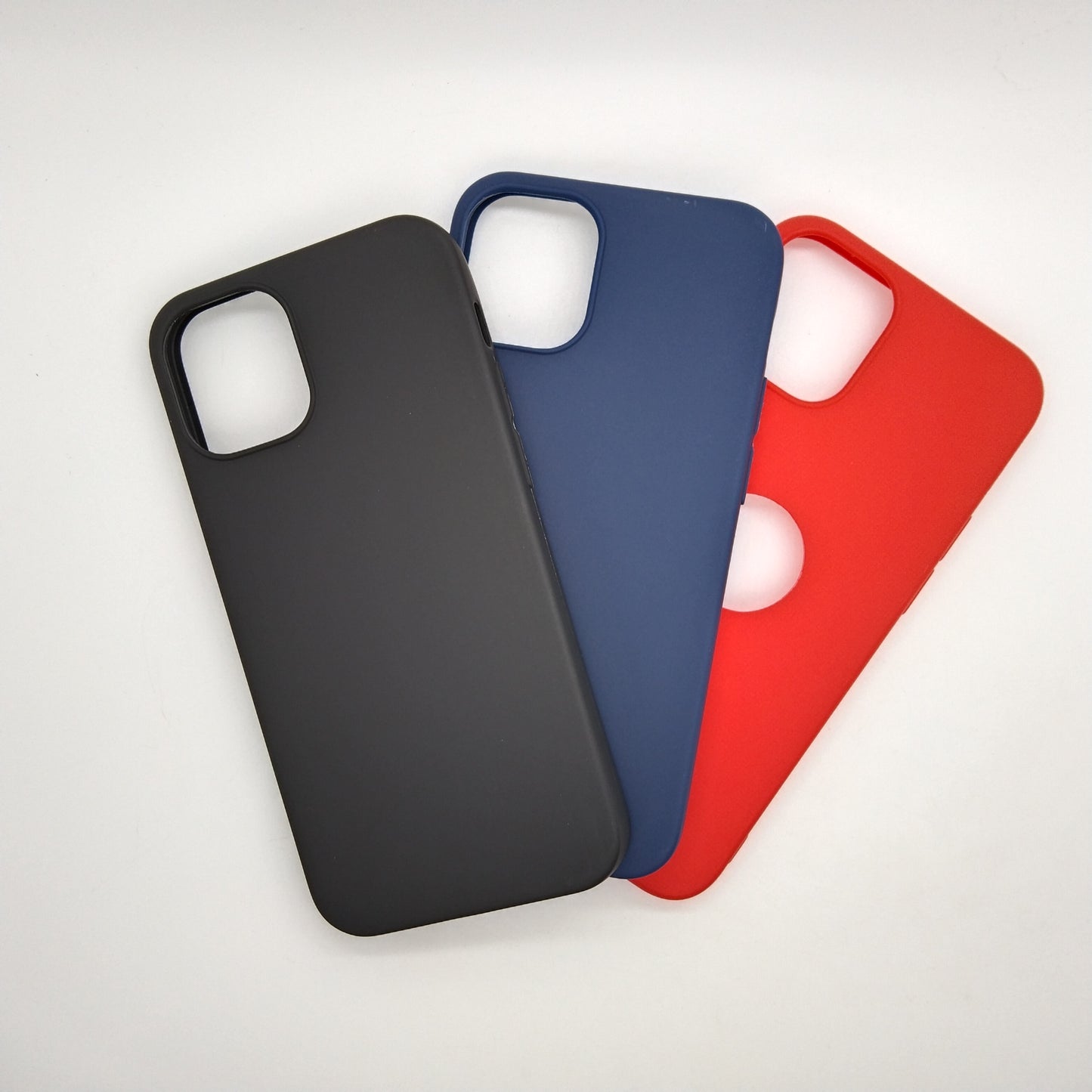 iPhone 12 Mini bundle pack of 3 Silicone case slim black red blue back covers