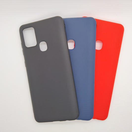 Samsung A21s bundle pack of 3 Silicone case slim black red blue back covers
