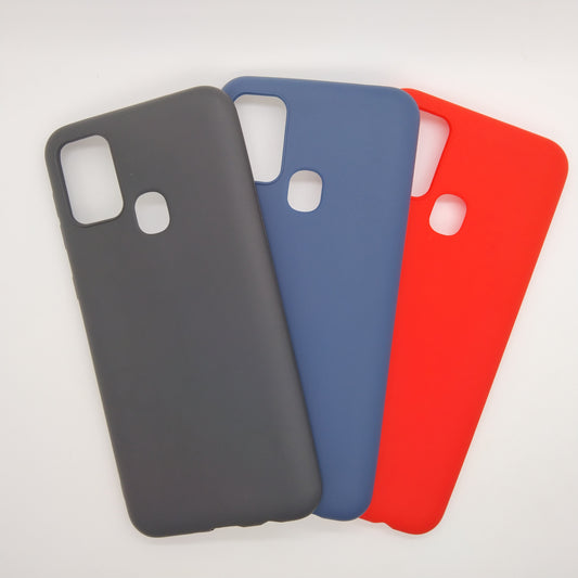 Samsung M31 bundle pack of 3 Silicone case slim black red blue back covers
