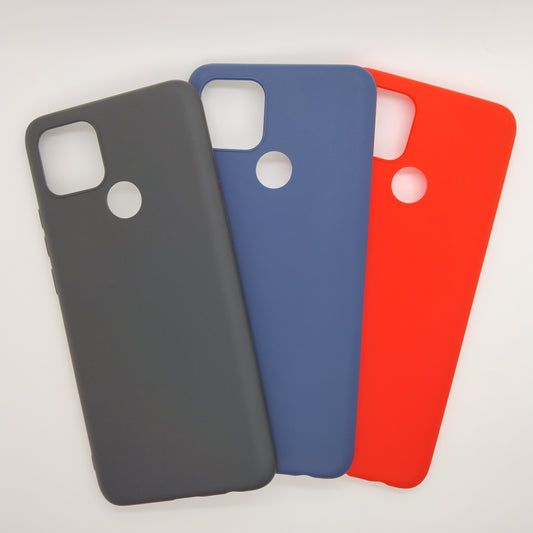 OPPO A15 bundle pack of 3 Silicone case slim black red blue back covers