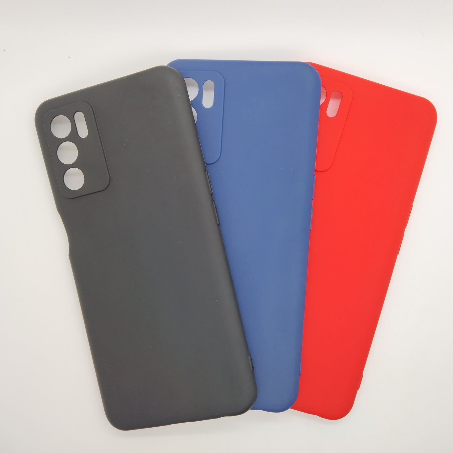 OPPO A16 bundle pack of 3 Silicone case slim black red blue back covers