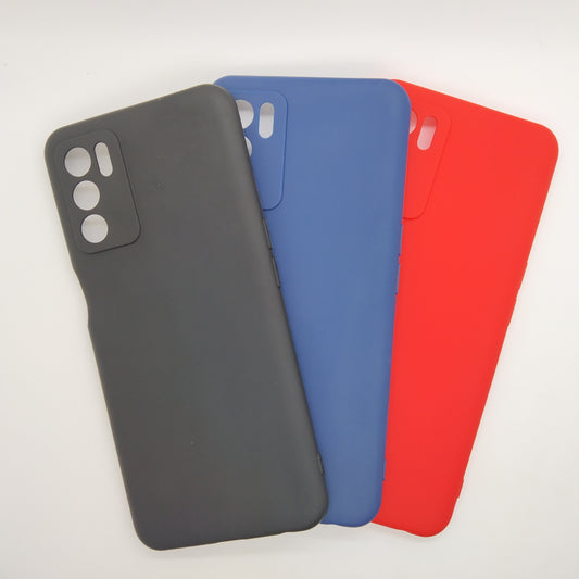 OPPO A16 bundle pack of 3 Silicone case slim black red blue back covers
