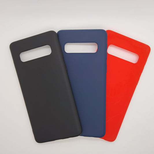 Samsung S10 bundle pack of 3 Silicone case slim black red blue back covers
