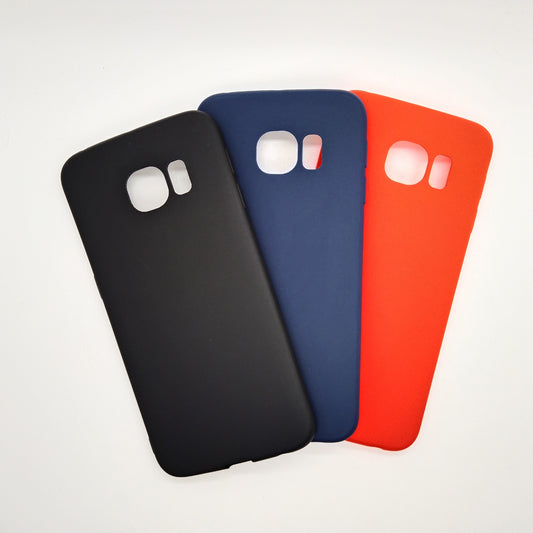 Samsung S6 Edge bundle pack of 3 Silicone case slim black red blue back covers