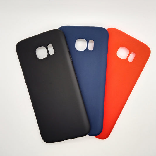 Samsung S7 Edge bundle pack of 3 Silicone case slim black red blue back covers