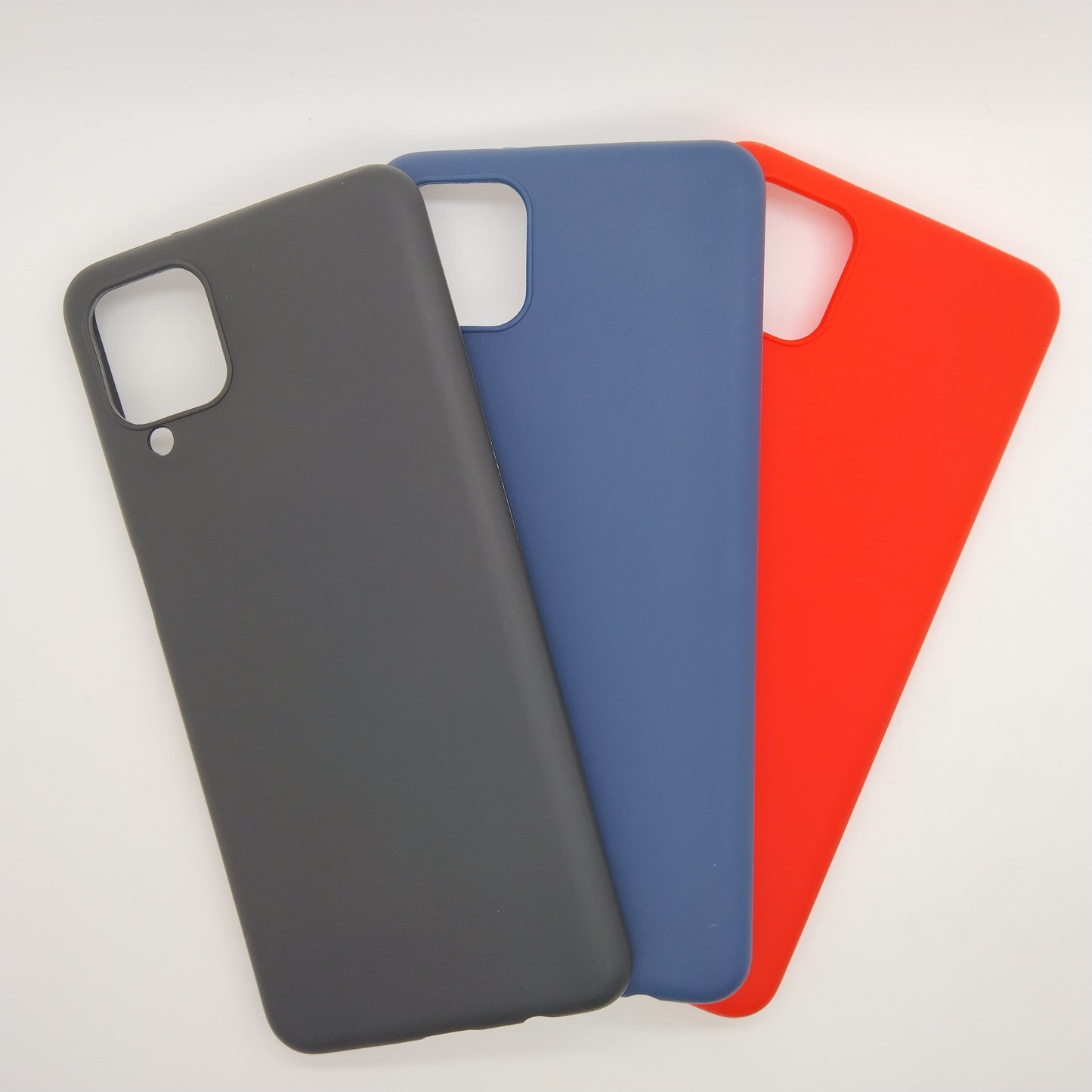 Samsung A12 bundle pack of 3 Silicone case slim black red blue back covers