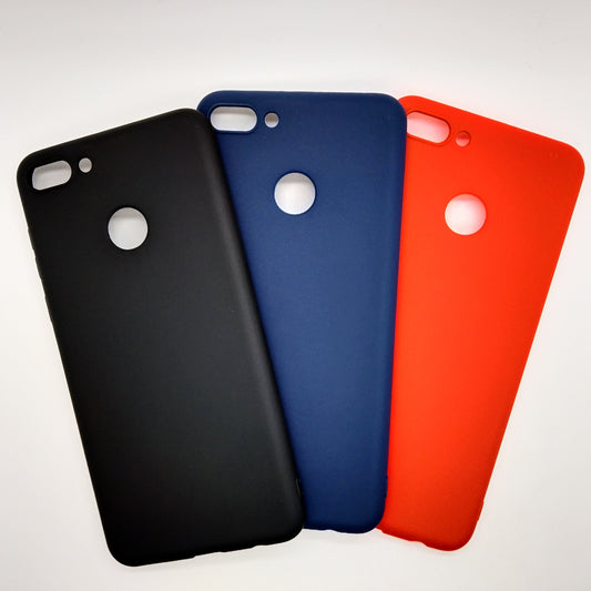 Huawei Y9 2018 bundle pack of 3 Silicone case slim black red blue back covers
