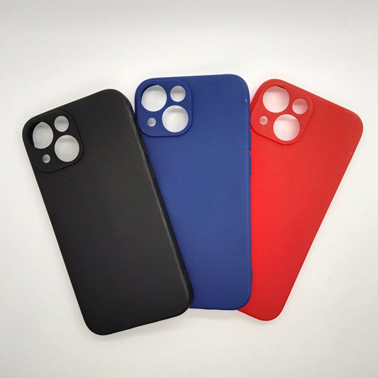 iPhone 13 Mini bundle pack of 3 Silicone case slim black red blue back covers
