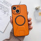 iPhone 14 Plus Magsafe Wireless Charging Mobile Phone Leather Case Buckle Ring Stand Back Cover
