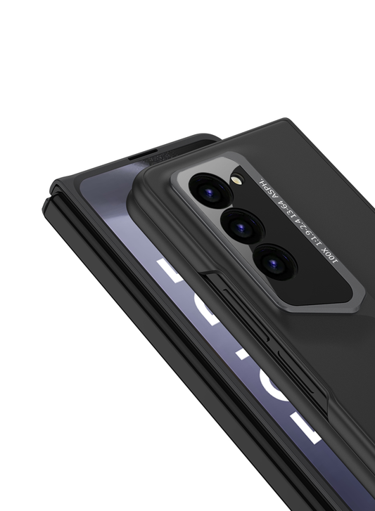 LEEKA Samsung Z Fold 5 case with Super Luxury Sport car fiber Pro case design with free inbuilt Screen Protector