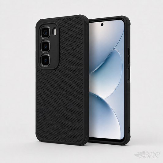 infinix Hot 60i Carbon Fiber texture Hard Rubber armour back cover shock-porof case